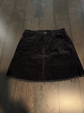 Source Unknown Black Corduroy A-Line Mini Skirt